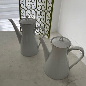 Vintage Rosenthal R. Loewy Form 2000 China Coffee & Tea Pots White w Silver